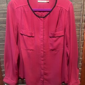 Magenta Blouse with Black Trim